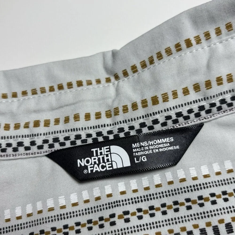 The North Face Aztec Striped Shirt Men's L Gray Long Sleeve Western Button Up‎